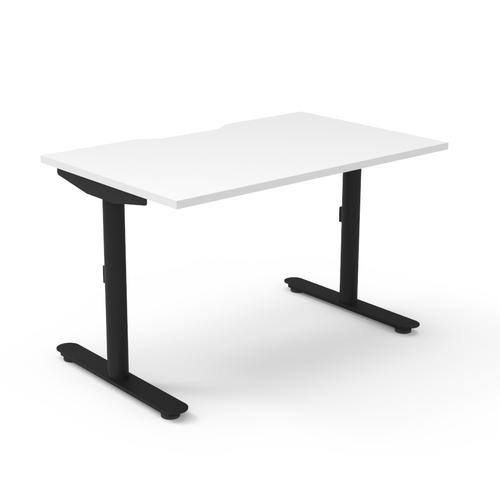Rapidline Halo Static Desk – 1200 x 750mm | Natural White Top, Black Satin Frame