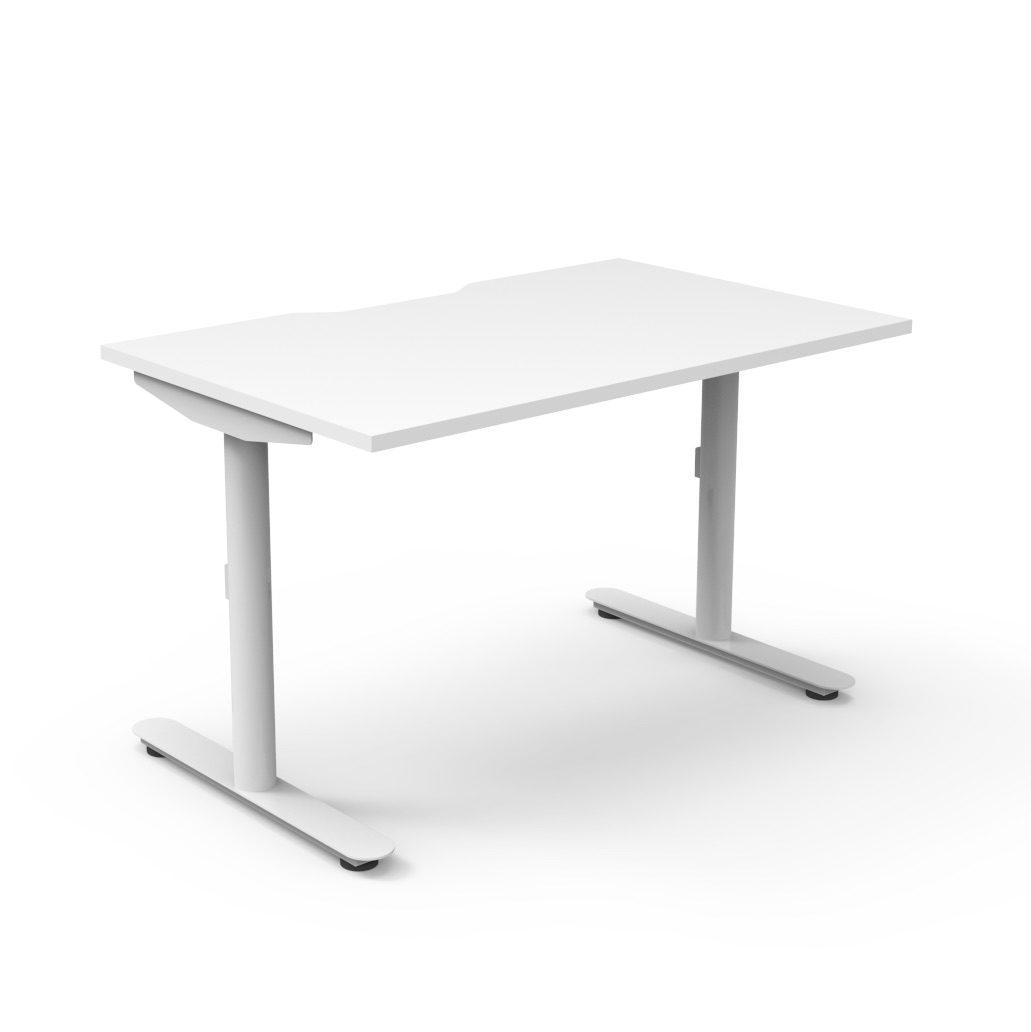 Rapidline Halo Static Desk – 1200 x 750mm | Natural White Top, White Satin Frame