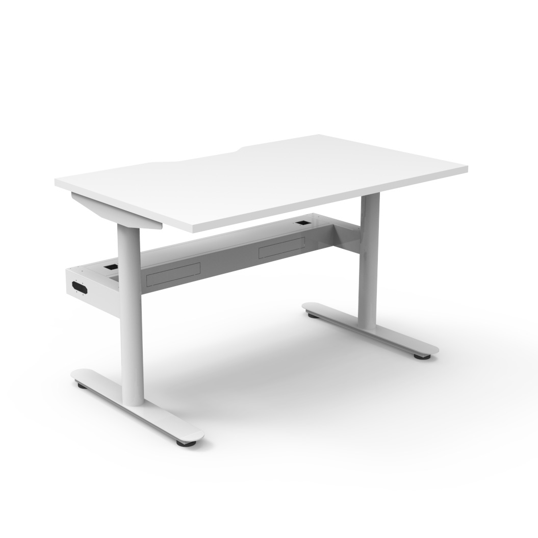 Rapidline Halo Static Desk – 1200×750mm, Natural White Top, White Satin Frame, Cable Tray