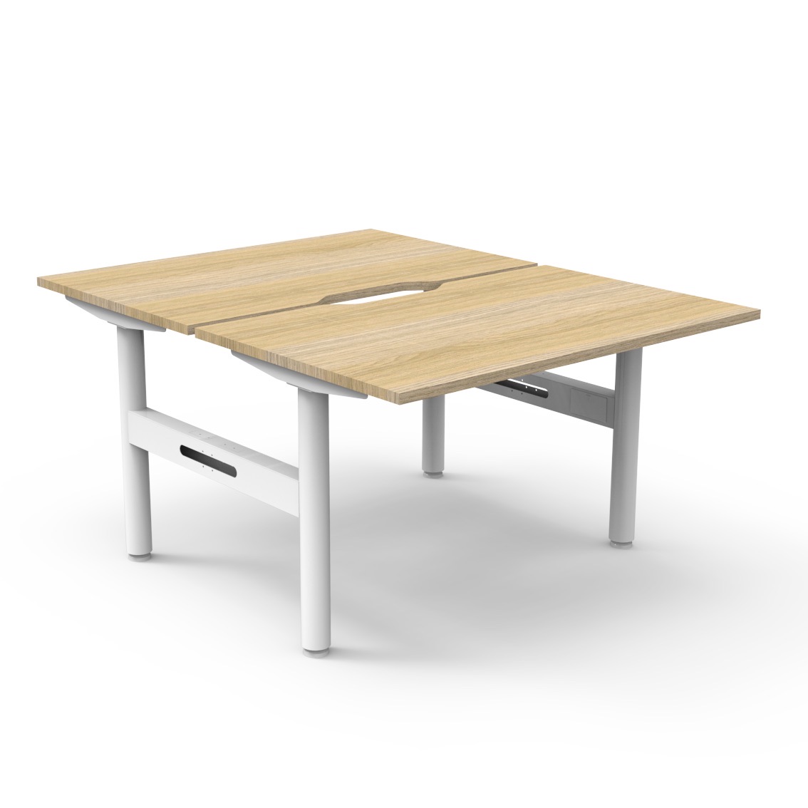 Rapidline Halo Static Back-to-Back Desk – 1200mm Oak Top / White Frame | No Cable Tray, No Screen