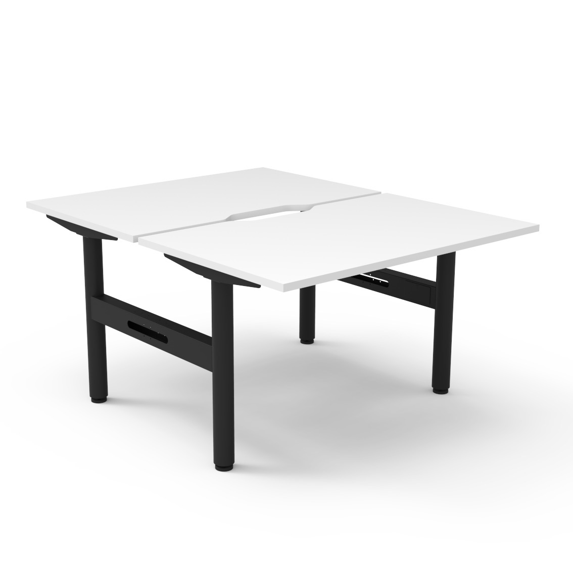 Rapidline Halo Static Back-to-Back Desk – 1200mm x 750mm | Natural White Top, Black Satin Frame