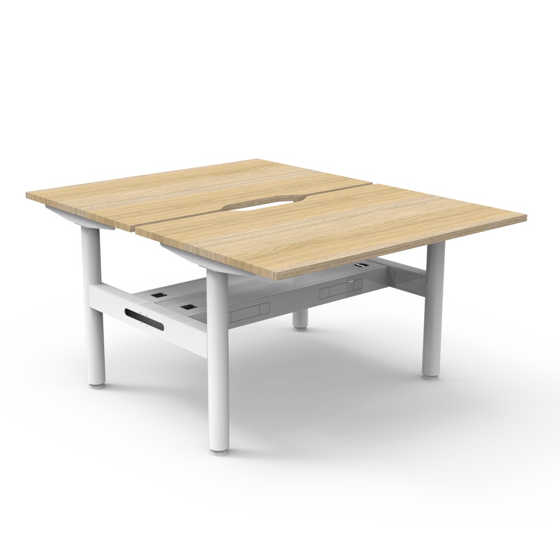 Rapidline Halo Static Back-to-Back Desk | 1200 x 750mm | Natural Oak Top, White Satin Frame, Cable Tray Included