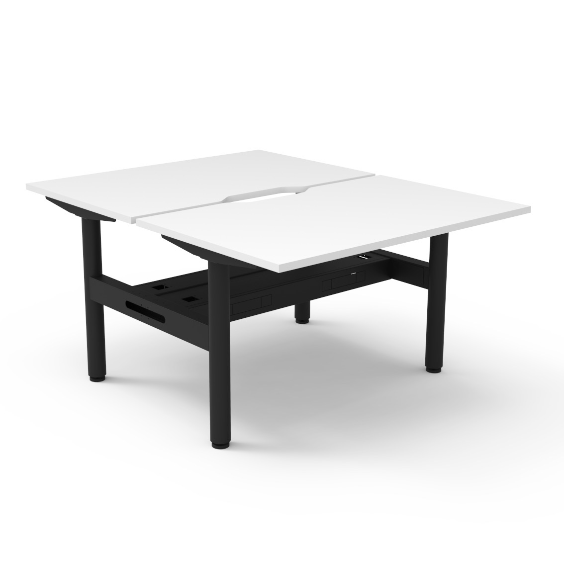 RAPIDLINE Halo Static Back-to-Back Desk | 1200 x 750mm | Natural White Top & Black Satin Frame | Cable Tray Included