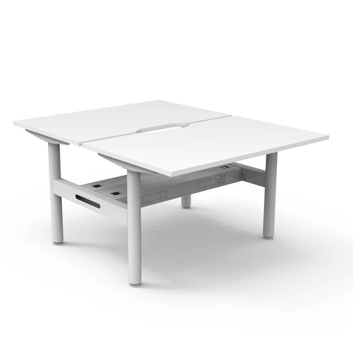 RAPIDLINE Halo Static Back-to-Back Desk | 1200 x 750mm | Natural White Top & White Satin Frame | Cable Tray Included