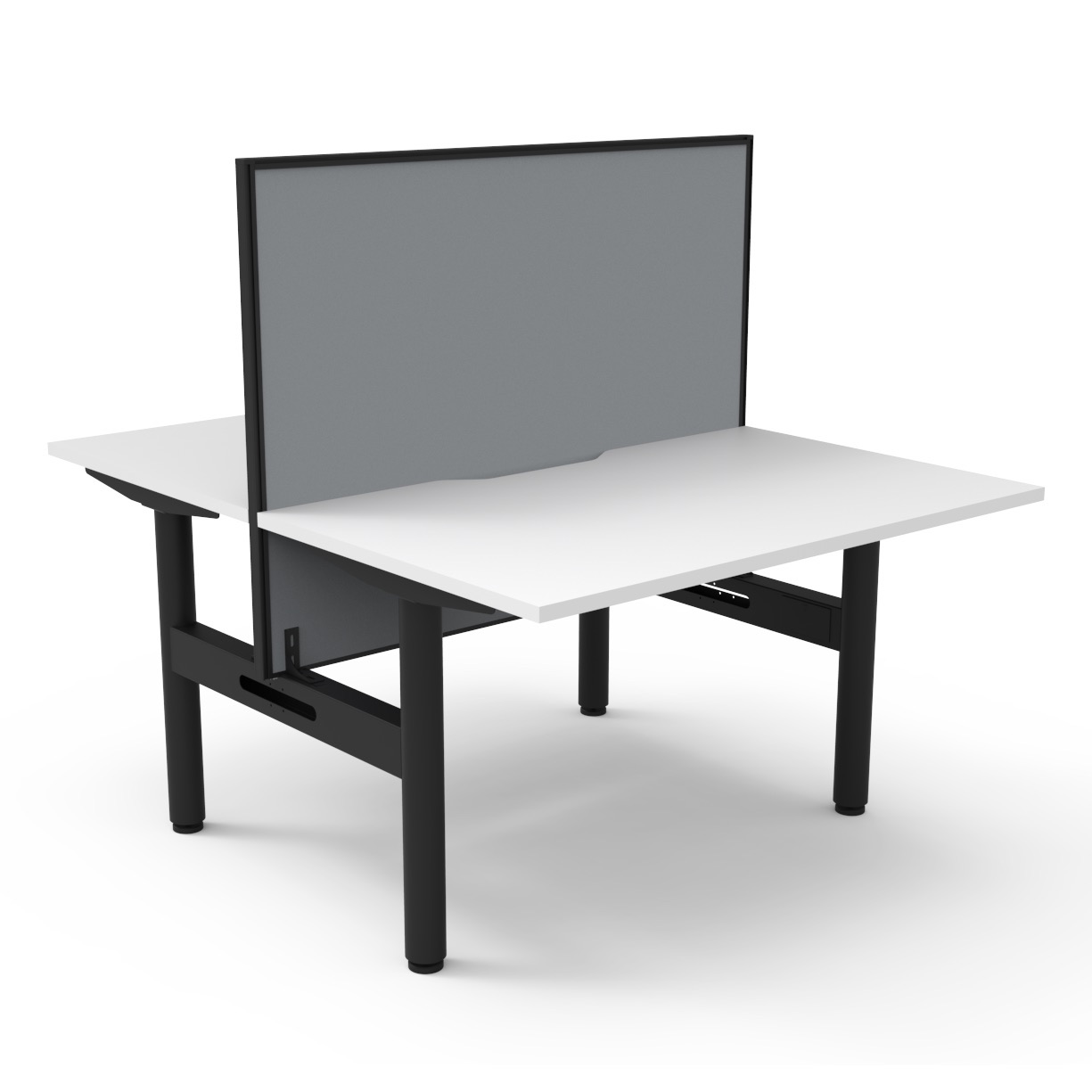 RAPIDLINE Halo Static Back-to-Back Workstation | 1200mm x 750mm | Natural White Top, Black Satin Frame, Grey Screen