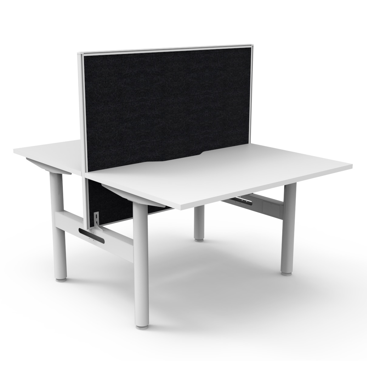 RAPIDLINE Halo Static Back-to-Back Workstation | 1200mm x 750mm | Natural White Top, White Satin Frame, Black Screen