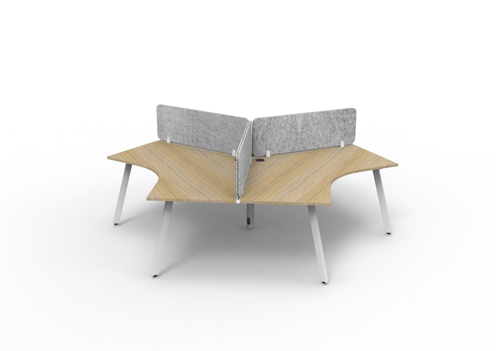 Rapidline Infinity 120° Workstation – Eternity Leg | Natural Oak Top, White Frame, Grey Marble Screen