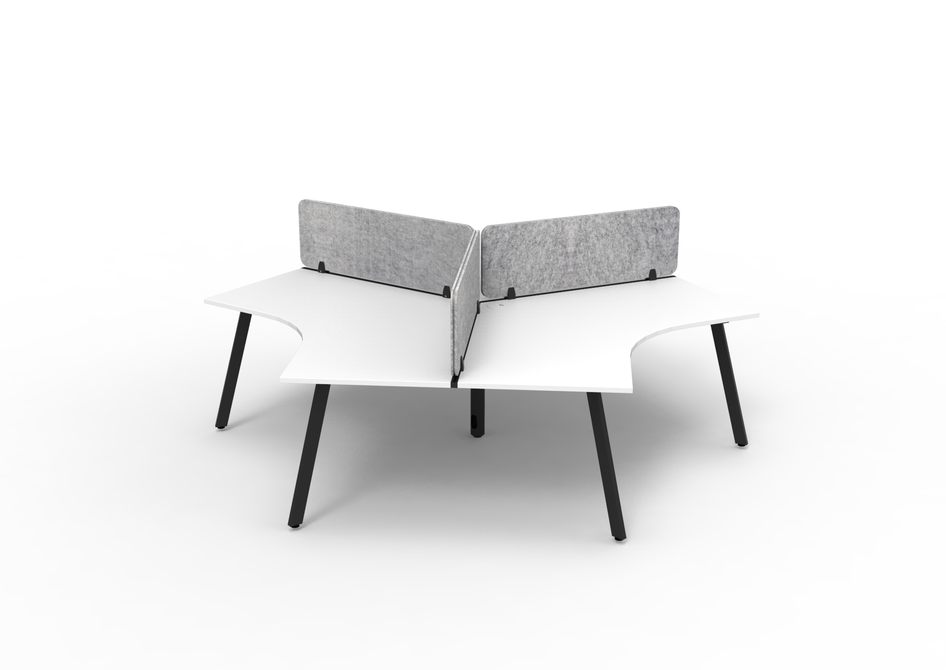 Rapidline Infinity 120° Workstation – Eternity Leg | Natural White Top, Black Frame, Grey Marble Screen