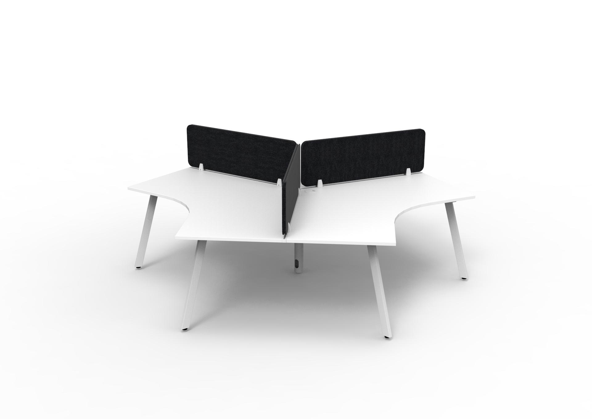 Rapidline Infinity 120° Workstation – Natural White Top, White P/C Frame, Black PET Eco Panel Screen | Eternity Leg