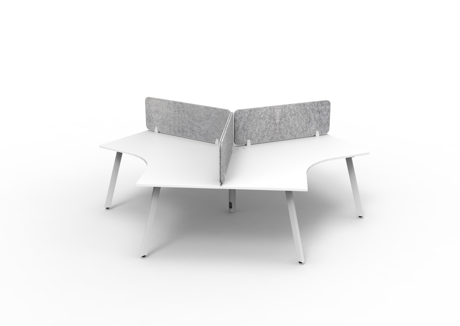 Rapidline Infinity 120° Workstation – Natural White Top, White P/C Frame, Grey Marble PET Eco Panel Screen | Eternity Leg