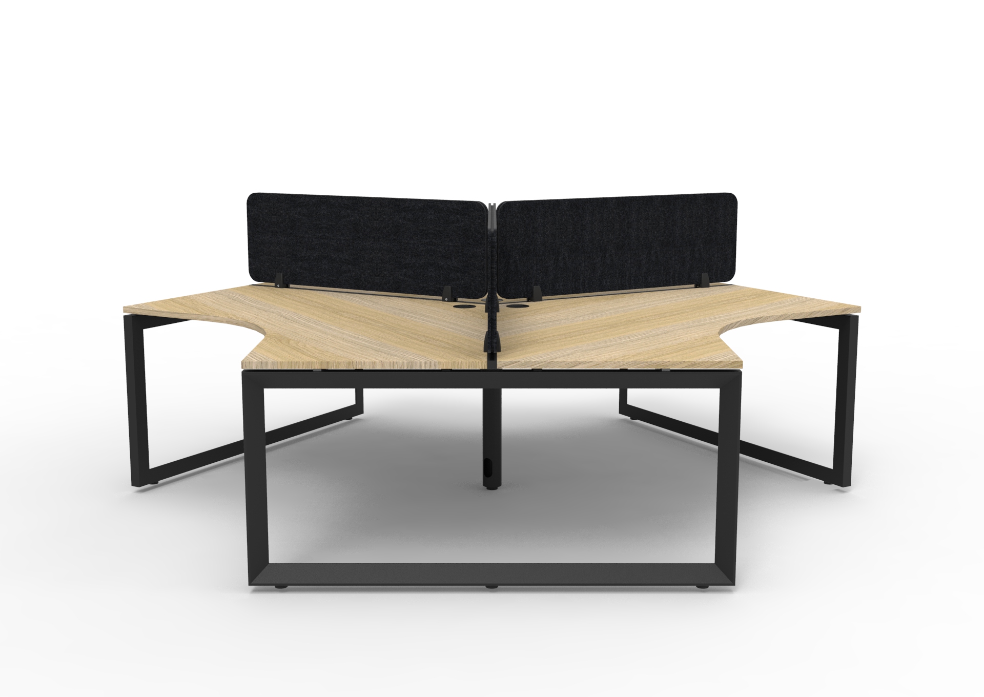 Rapidline Infinity 120 Degree Workstation – Loop Leg | Natural Oak Top, Black Frame, Black PET Screen