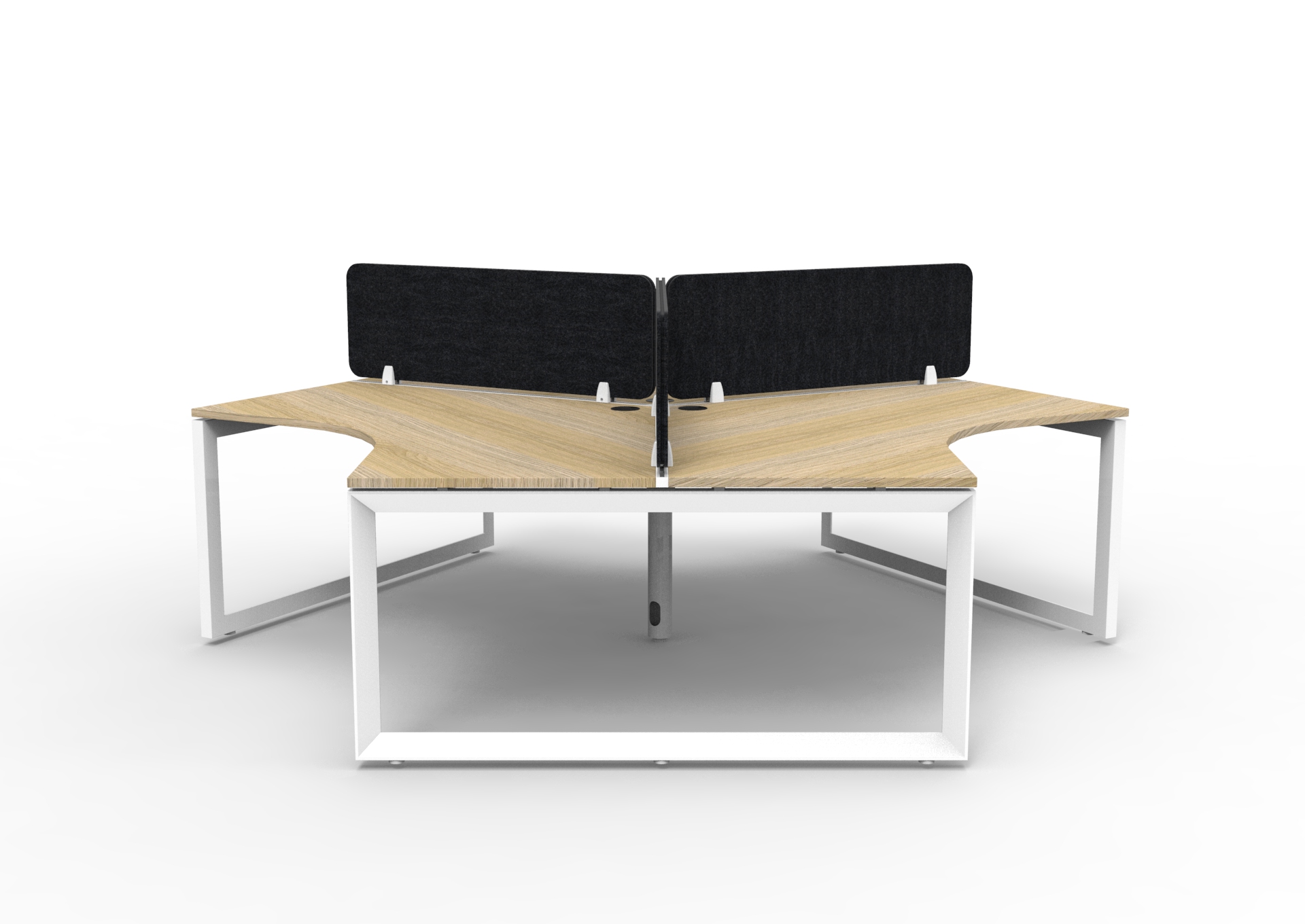 Rapidline Infinity 120° Workstation – Loop Leg | Natural Oak Top, White Frame, Black Screen