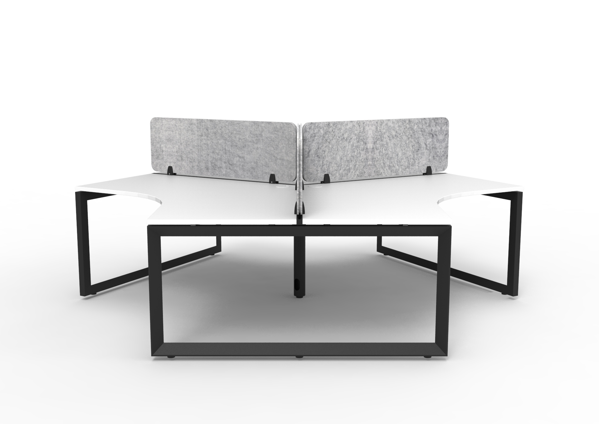 Rapidline Infinity 120° Workstation – Loop Leg | Natural White Top, Black Frame, Grey Marble Screen