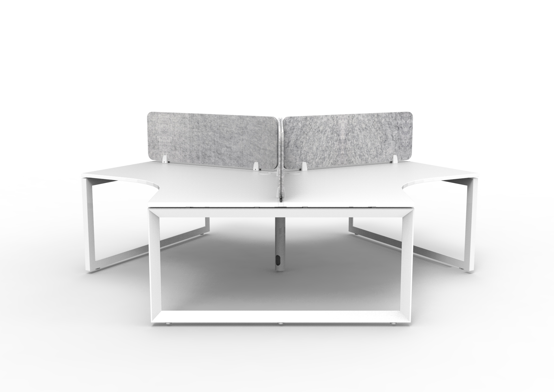 Rapidline Infinity 120° Workstation – Loop Leg | Natural White Top, Grey Marble PET Screen