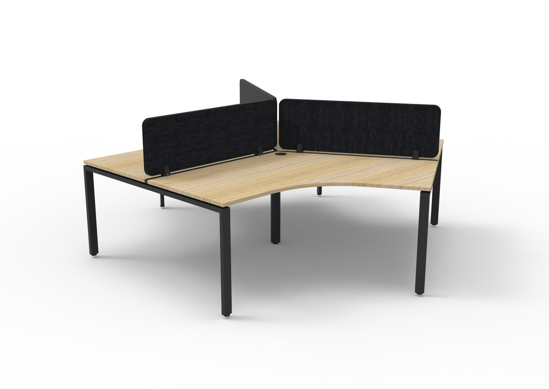 Rapidline Infinity 120 Degree Workstation – Profile Leg, Natural Oak Top, Black Frame, Black PET Screen