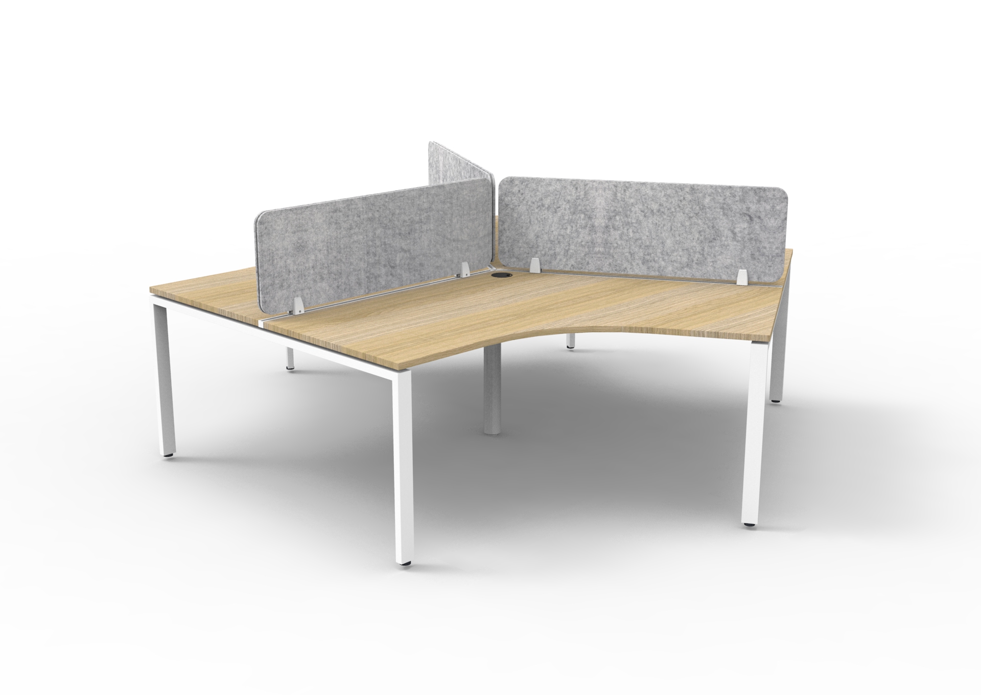 Rapidline Infinity 120° Workstation – Profile Leg | Natural Oak Top / White Frame / Grey Marble Screen