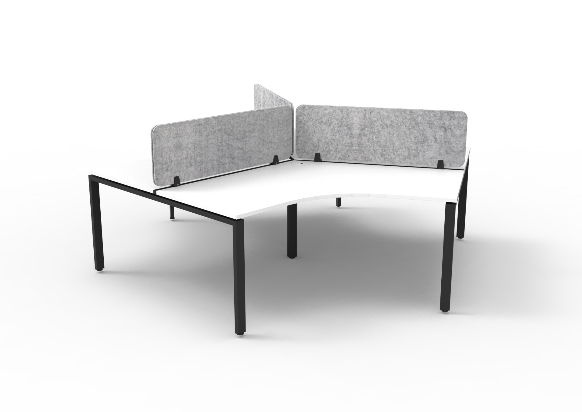 Rapidline Infinity 120° Workstation – Profile Leg | Natural White Top / Black Frame / Grey Marble Screen