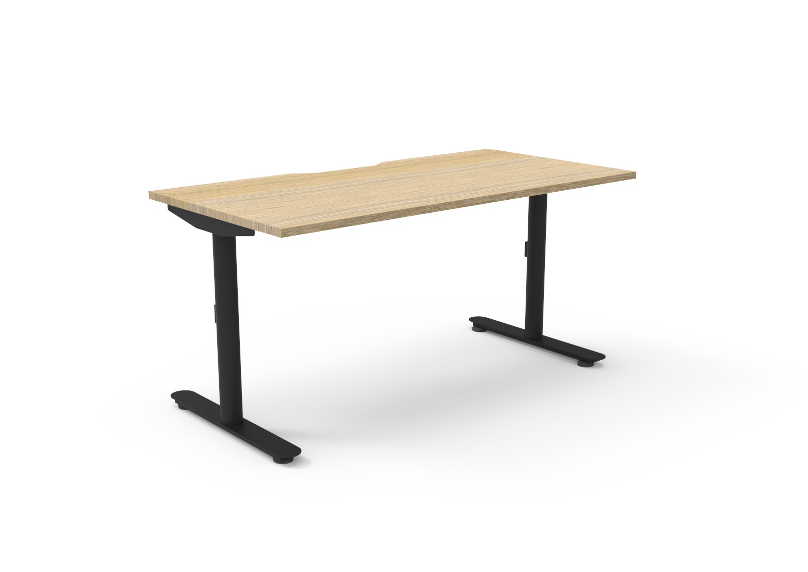 Rapidline Halo Static Desk – 1500 x 750mm | Natural Oak Top, Black Satin Frame