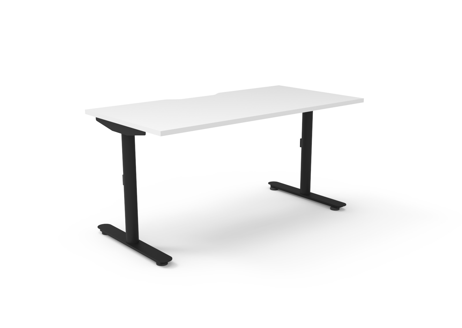 Rapidline Halo Static Single Sided Desk – 1500mm W x 750mm D | Natural White Top & Black Satin Frame