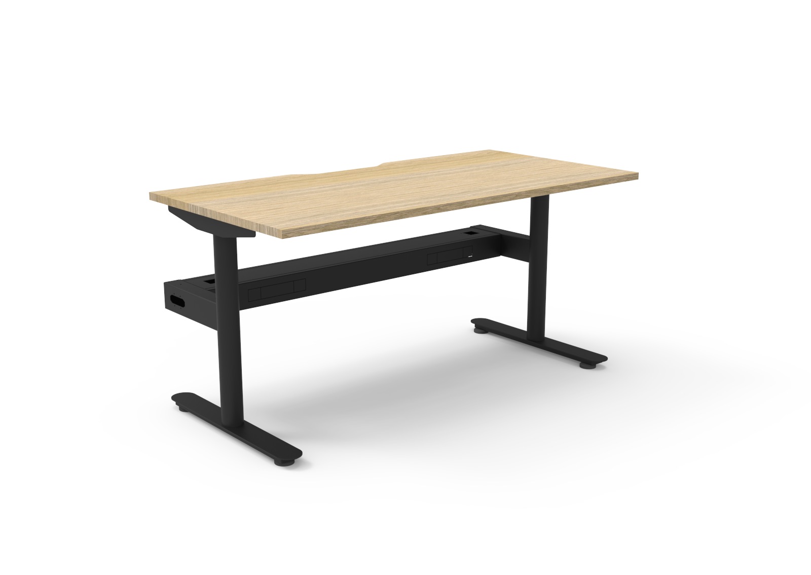 Rapidline Halo Static Desk – 1500×750mm, Natural Oak Top, Black Satin Frame, Cable Tray