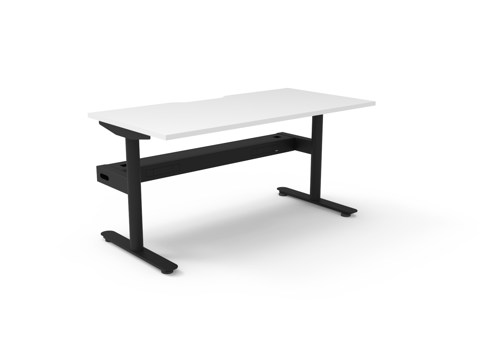 Rapidline Halo Static Desk – 1500×750mm, Natural White Top & Black Satin Frame, Cable Tray Included