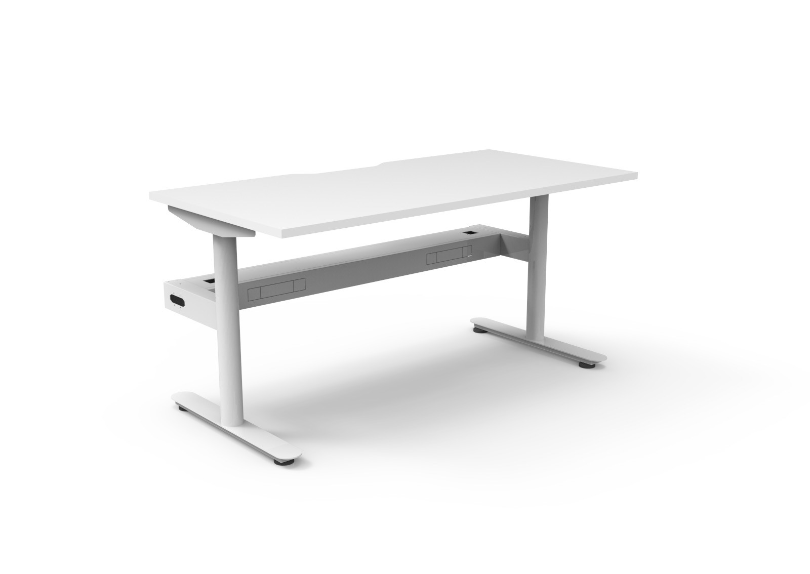 Rapidline Halo Static Desk – 1500×750mm, Natural White Top & White Satin Frame, Cable Tray Included