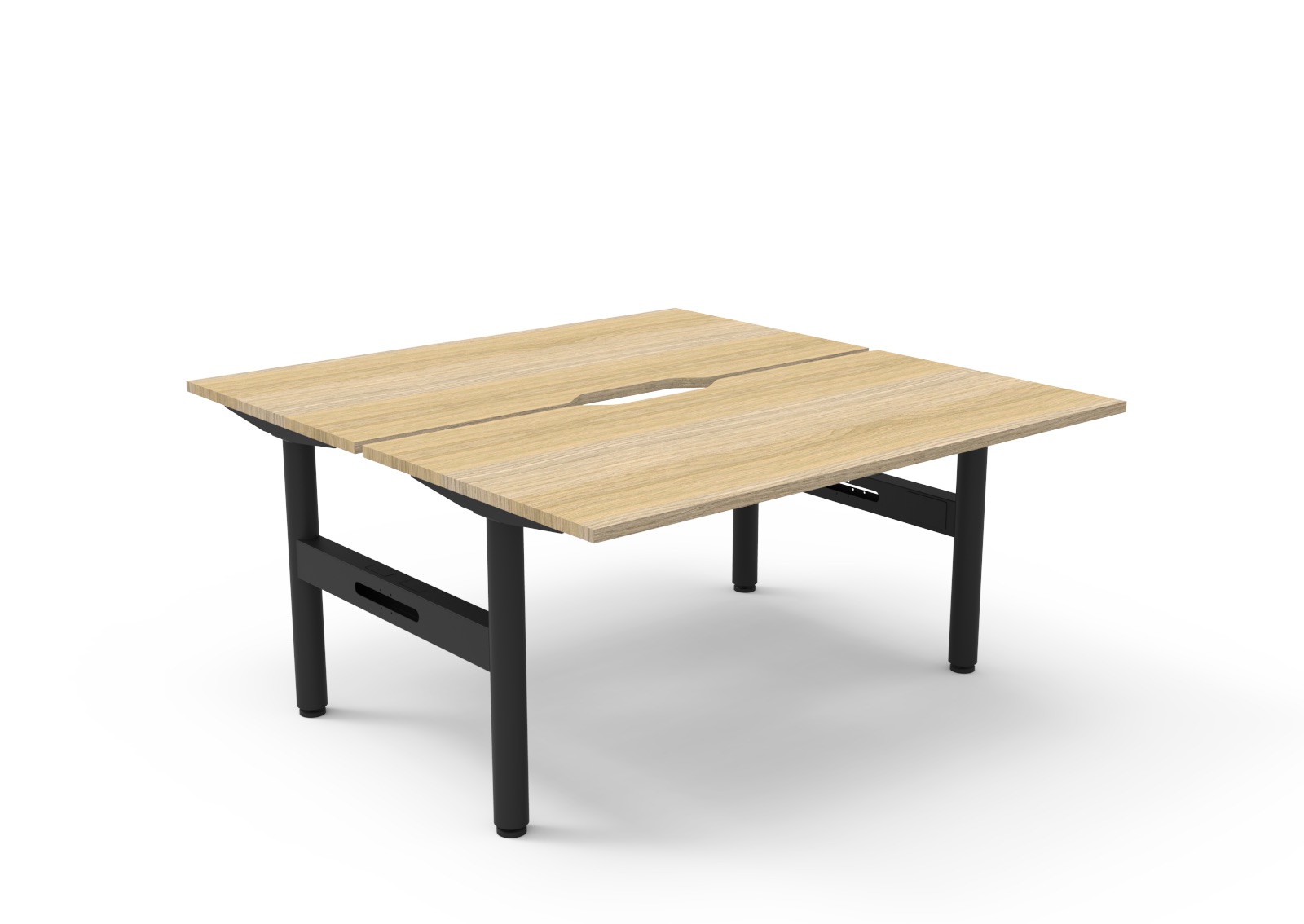 Rapidline Halo Static Back-to-Back Desk – 1500mm x 750mm | Natural Oak Top, Black Satin Frame