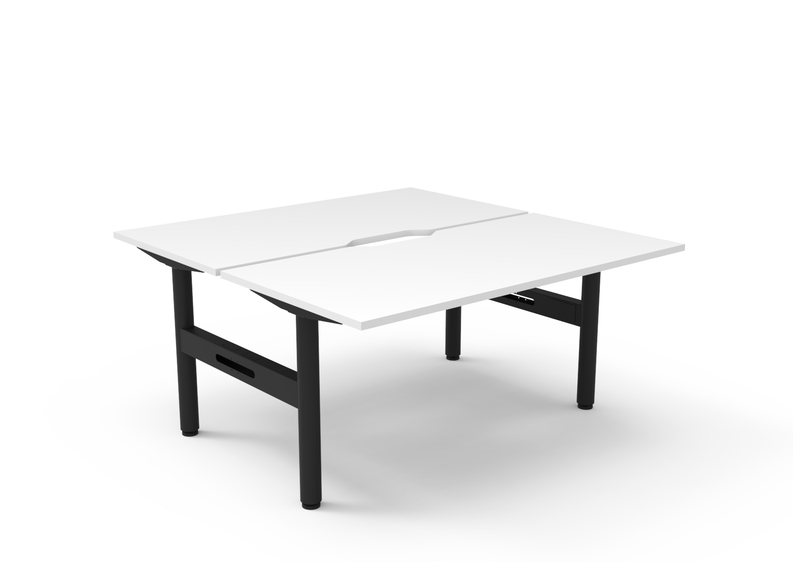 Rapidline Halo Static Back-to-Back Desk | 1500×750mm | Natural White Top, Black Satin Frame