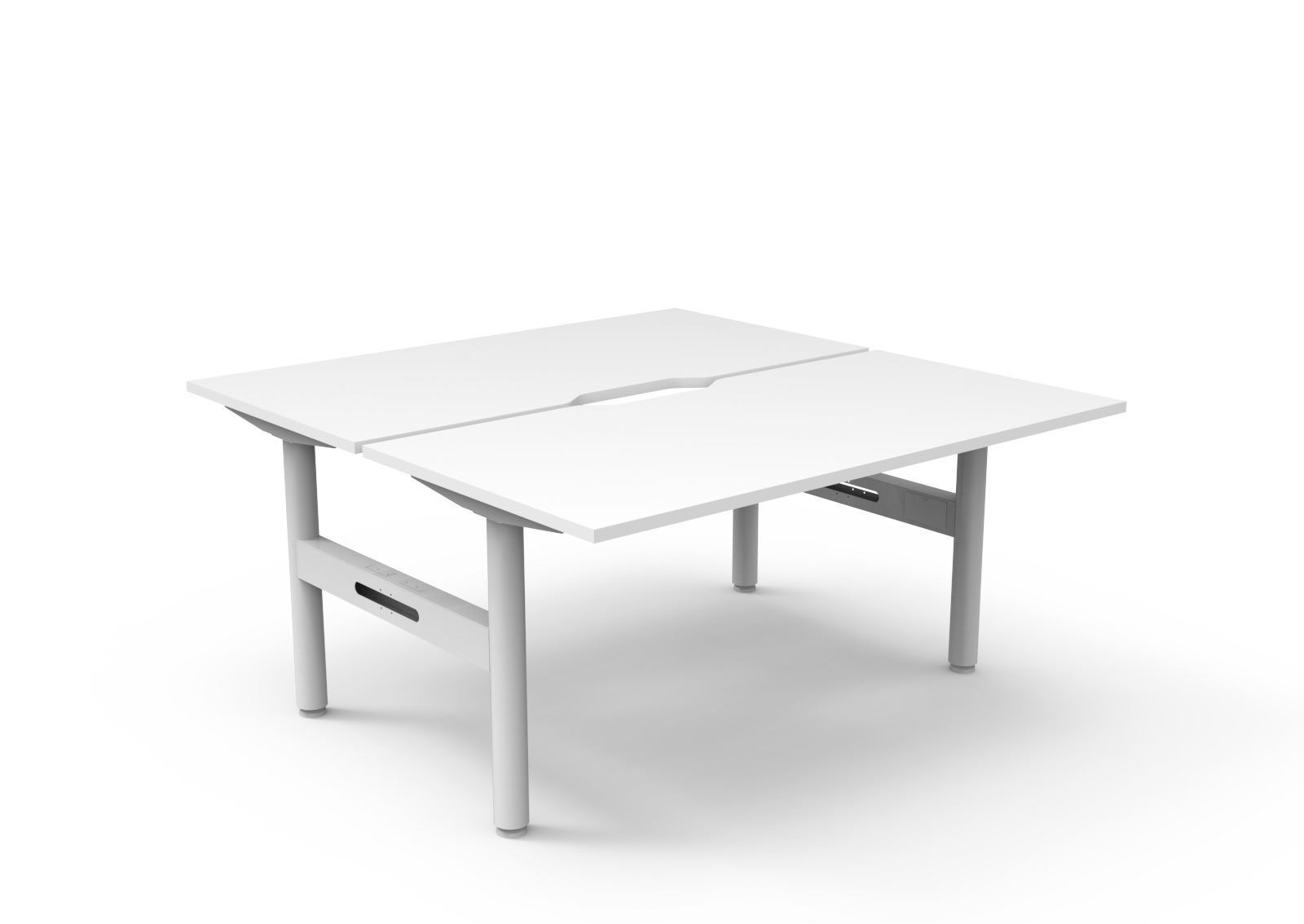Rapidline Halo Static Back-to-Back Desk | 1500×750mm | Natural White Top, White Satin Frame