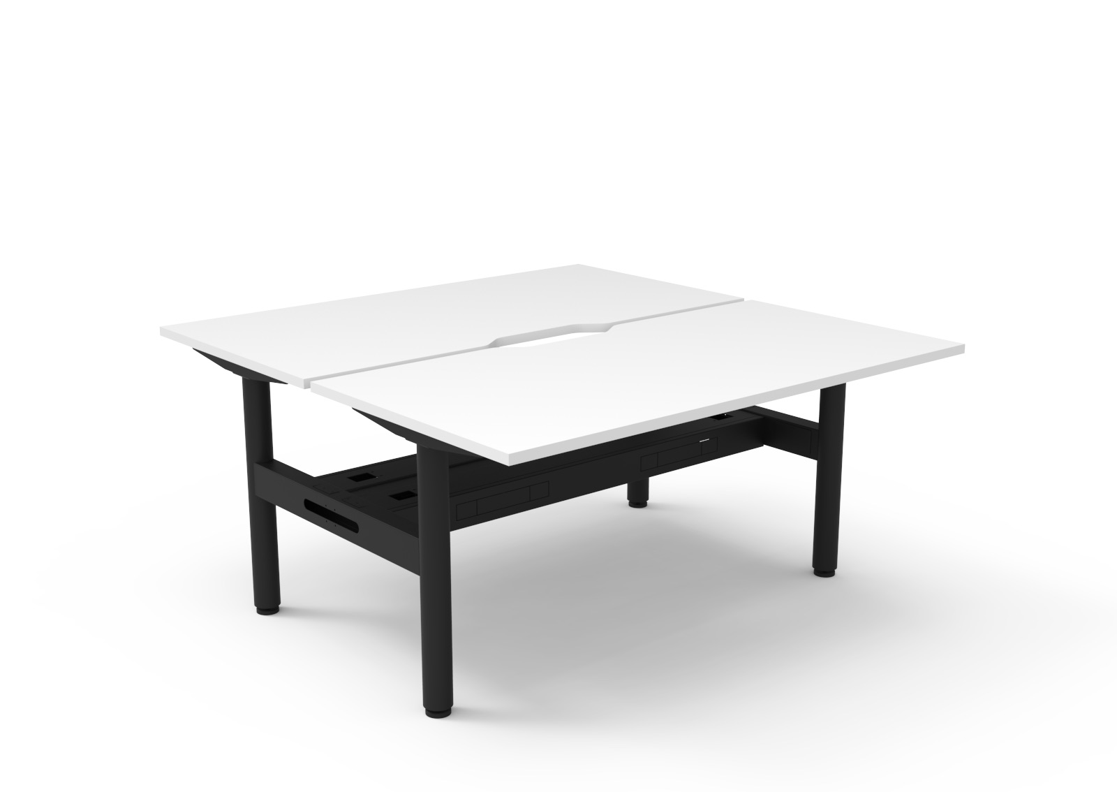 Rapidline Halo Static Back-to-Back Workstation | 1500mm x 750mm | Natural White Top, Black Satin Frame | Cable Tray