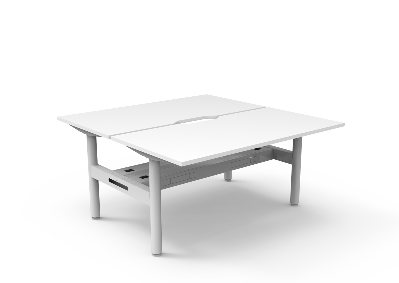 Rapidline Halo Static Back-to-Back Workstation | 1500mm x 750mm | Natural White Top, White Satin Frame | Cable Tray