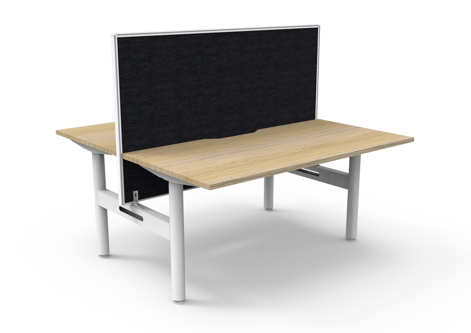 RAPIDLINE Halo Static Back-to-Back Workstation | 1500mm x 750mm | Natural Oak Top, White Satin Frame, Black Screen