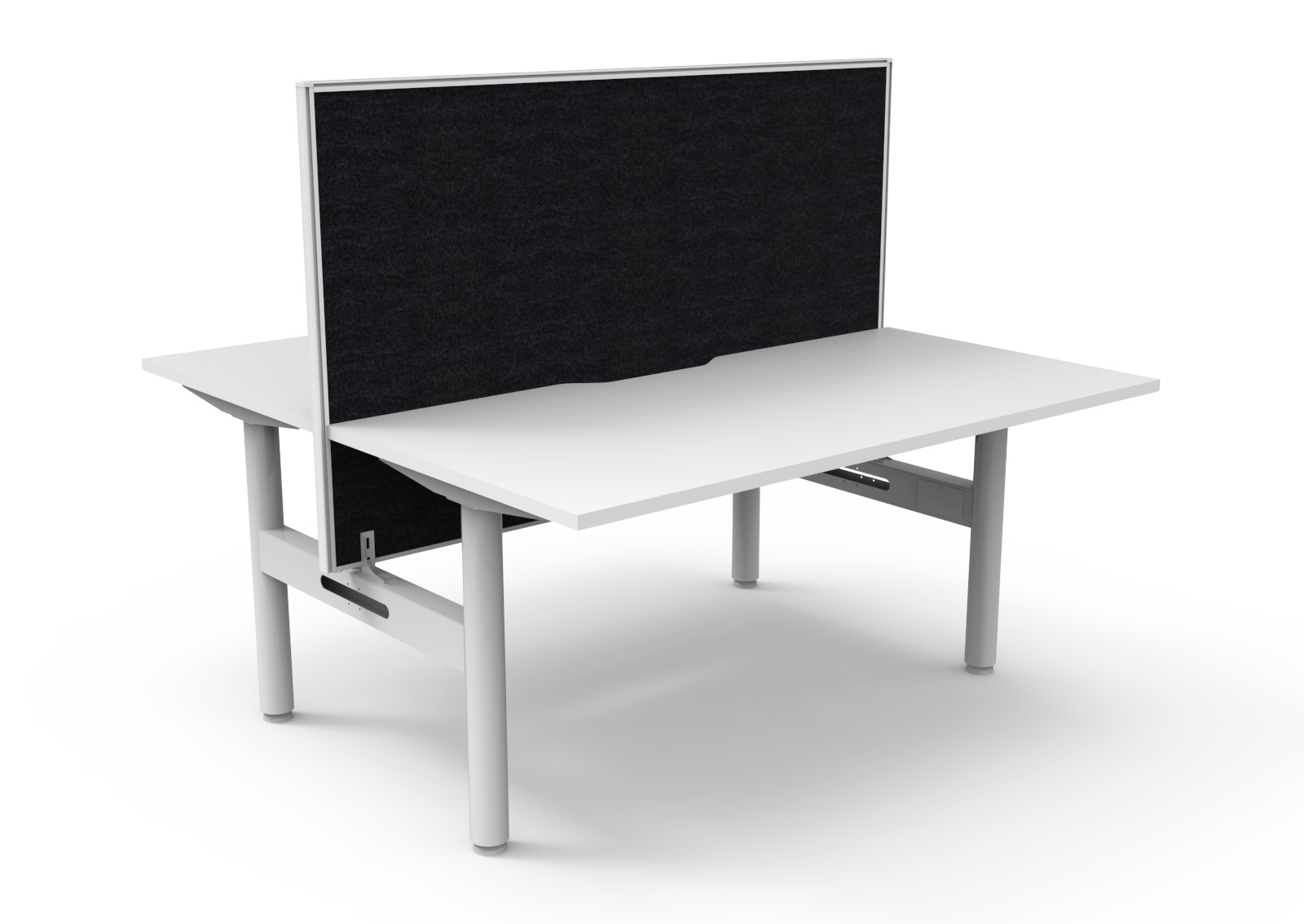 Rapidline Halo Static Back-to-Back Desk | 1500mm x 750mm | Natural White Top, White Satin Frame, Black SHUSH30 Screen