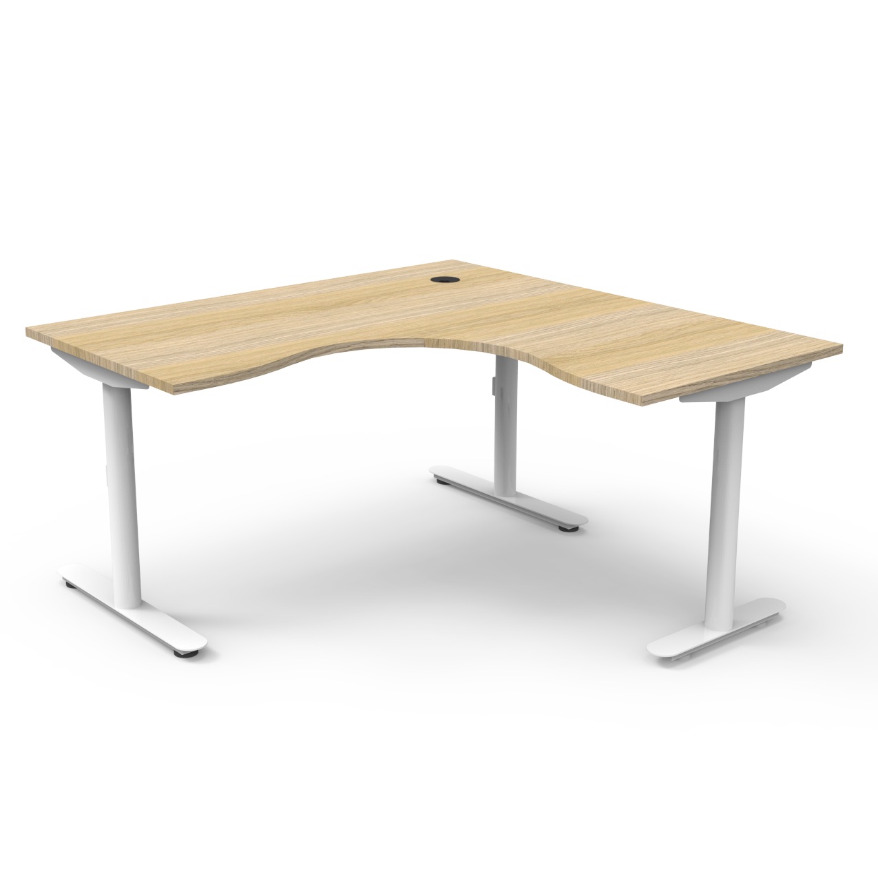 Rapidline Halo Static Corner Workstation – Natural Oak Top, White Satin Frame, 1500mm x 1500mm