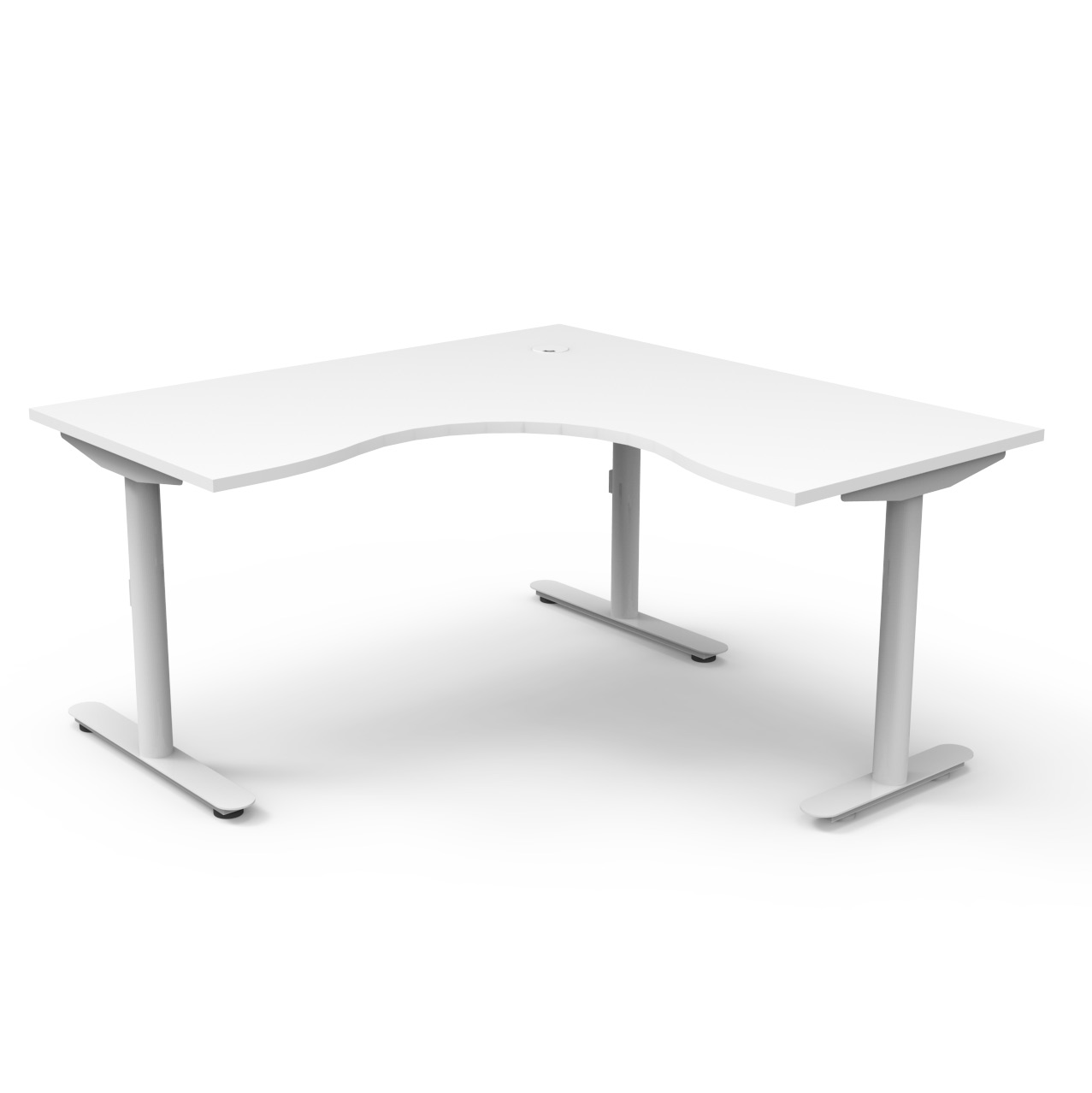 RAPIDLINE Halo Static Corner Workstation – 1500×1500×750mm | Natural White Top, White Satin Frame