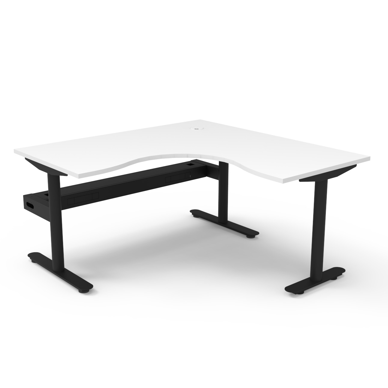 Rapidline Halo Static Corner Workstation – 1500×1500mm, Natural White Top, Black Satin Frame
