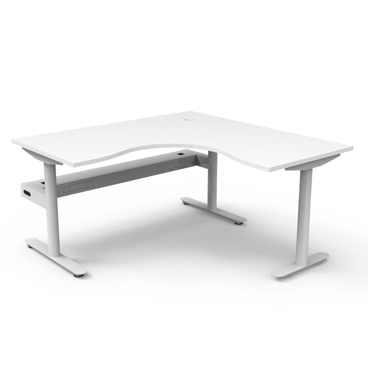 Rapidline Halo Static Corner Workstation – 1500×1500mm, Natural White Top, White Satin Frame
