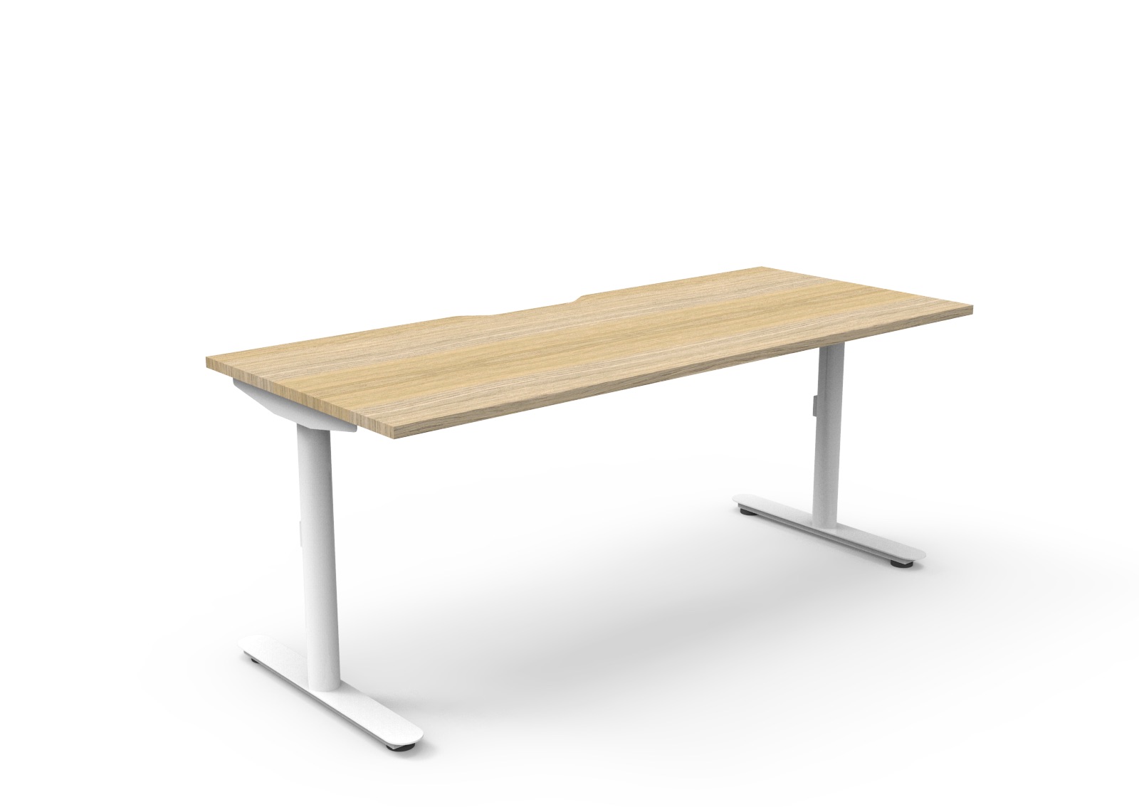Rapidline Halo Static Single Sided Desk – 1800mm W x 750mm D | Natural Oak Top & White Satin Frame