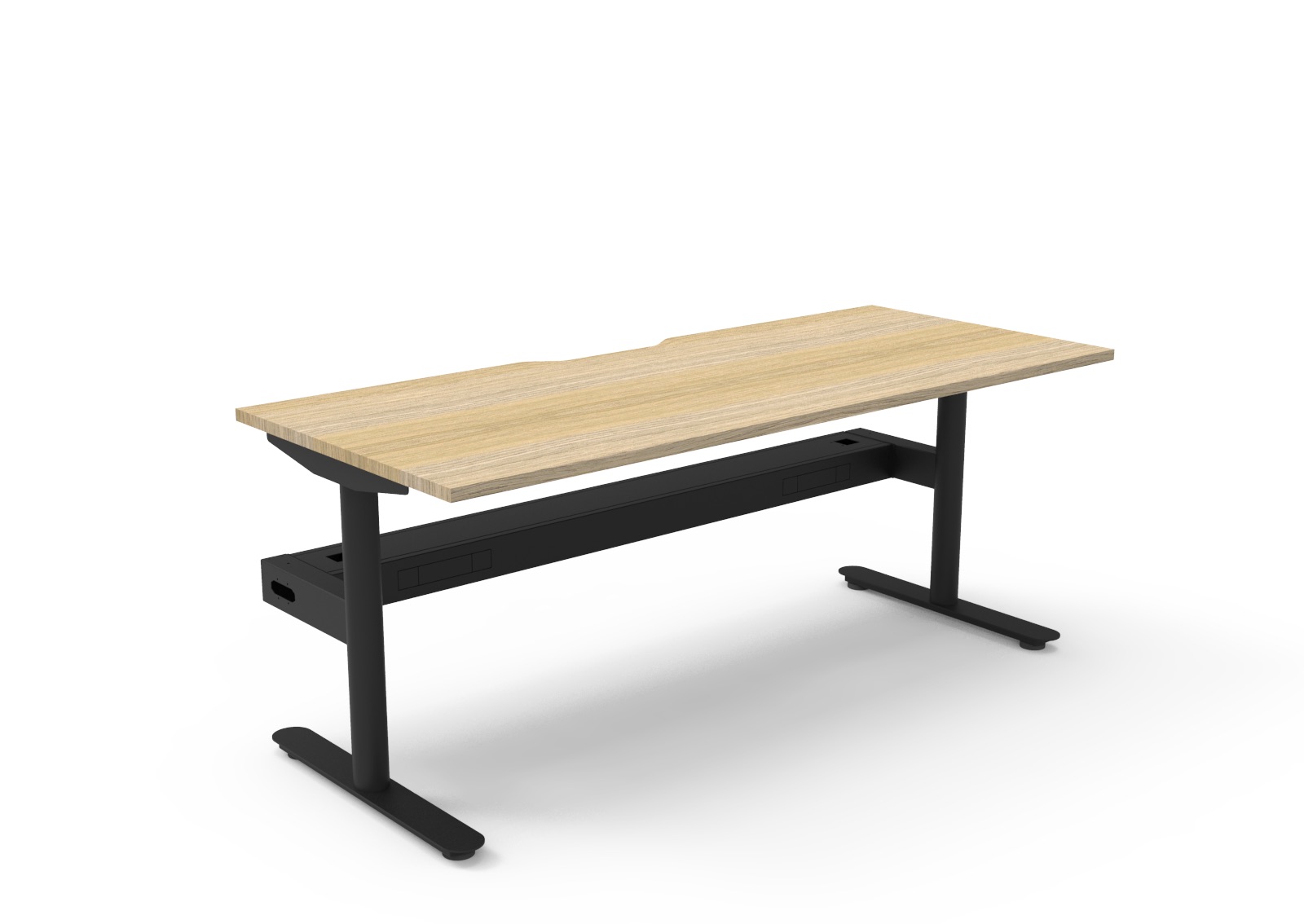 Rapidline Halo Static Desk – 1800×750mm, Natural Oak Top & Black Satin Frame, Cable Tray Included