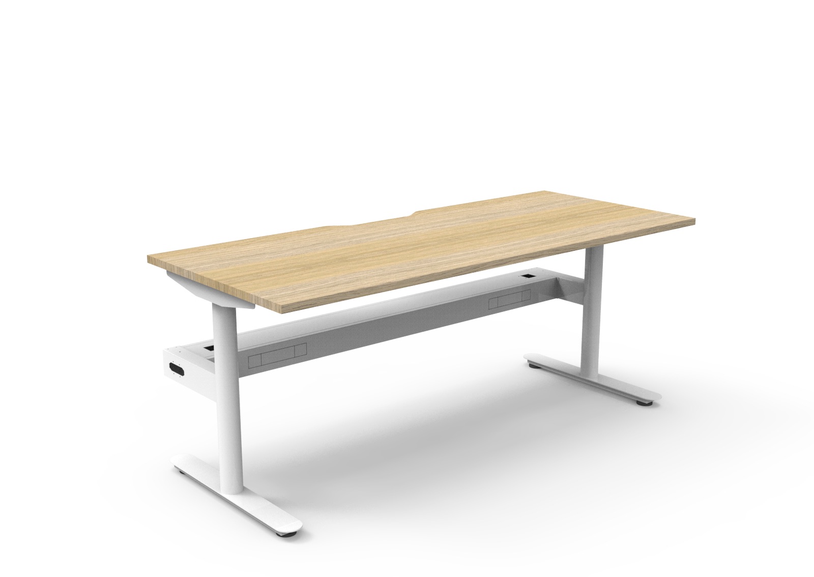 Rapidline Halo Static Desk – 1800×750mm, Natural Oak Top & White Satin Frame, Cable Tray Included