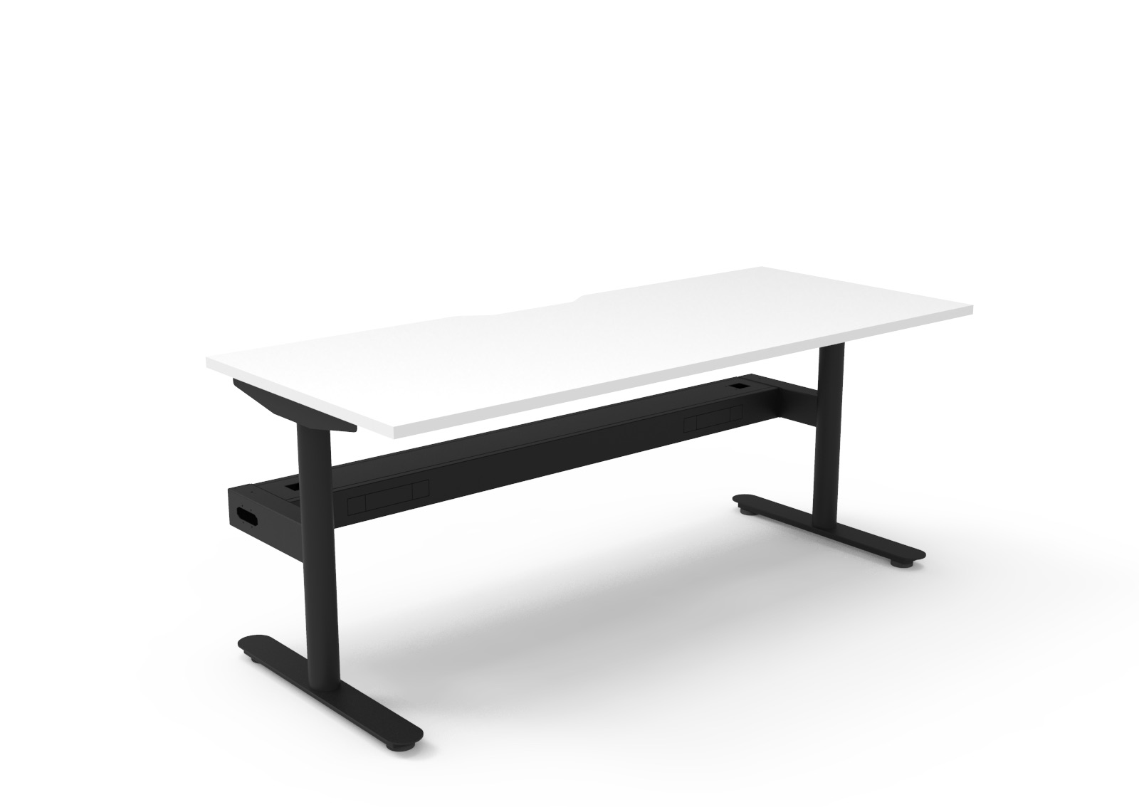 Rapidline Halo Static Single-Sided Desk – 1800mm x 750mm, Natural White Top, Black Satin Frame, With Cable Tray