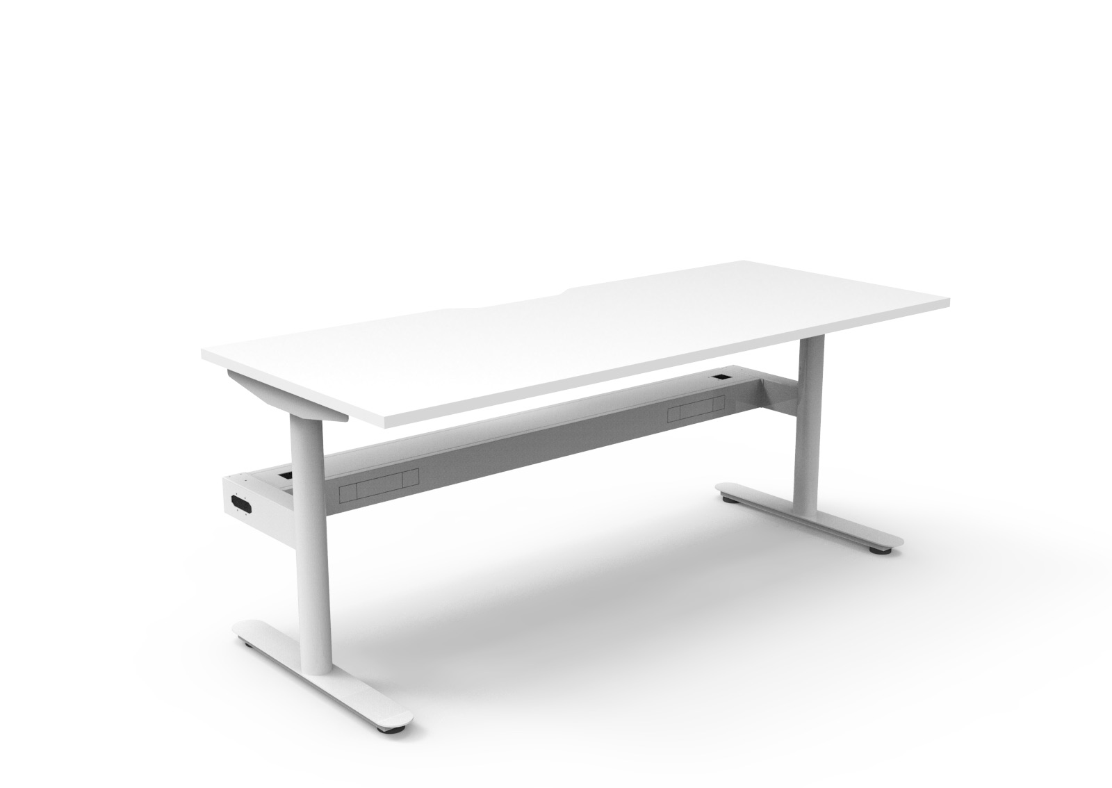 Rapidline Halo Static Single-Sided Desk – 1800mm x 750mm, Natural White Top, White Satin Frame, With Cable Tray