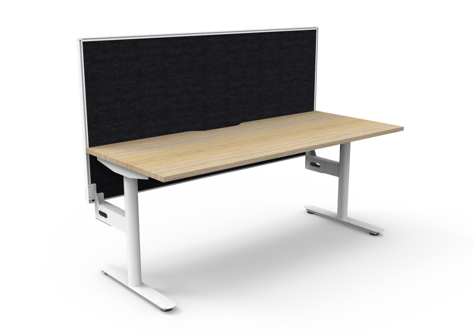 Rapidline Halo Static Desk 1800mm x 750mm | Natural Oak Top, White Satin Frame | Black SHUSH30 Screen