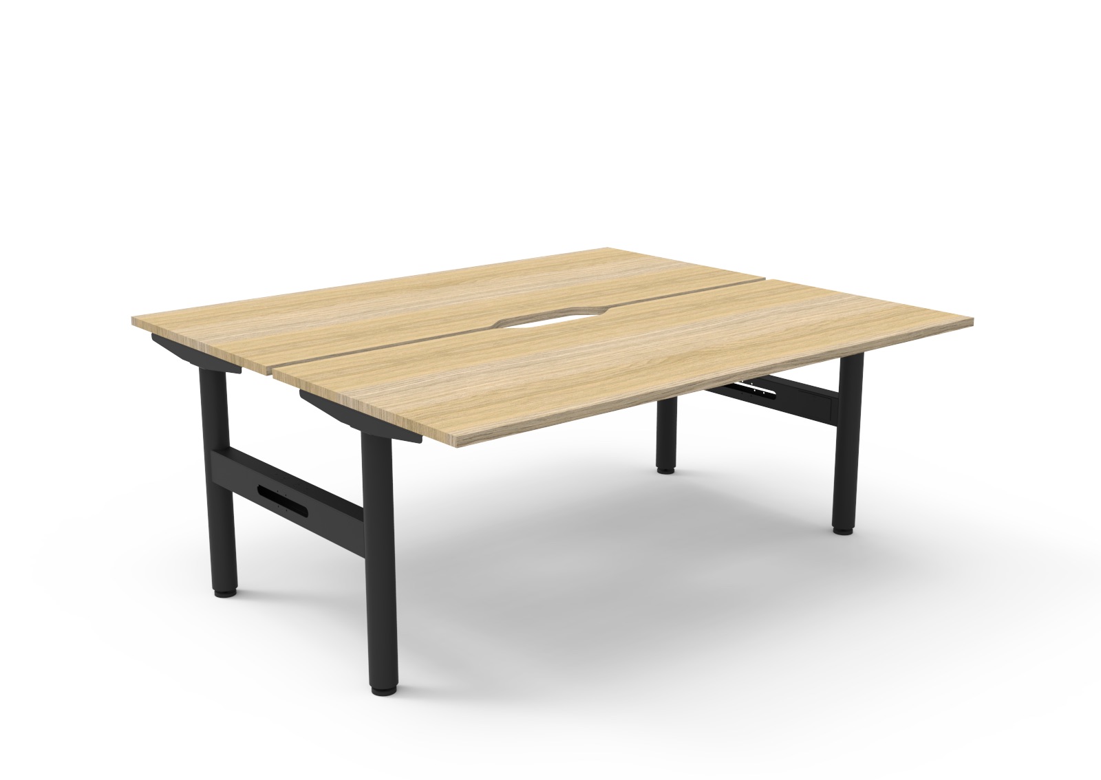 Rapidline Halo Static Back-to-Back Desk | 1800×750mm | Natural Oak Top, Black Satin Frame