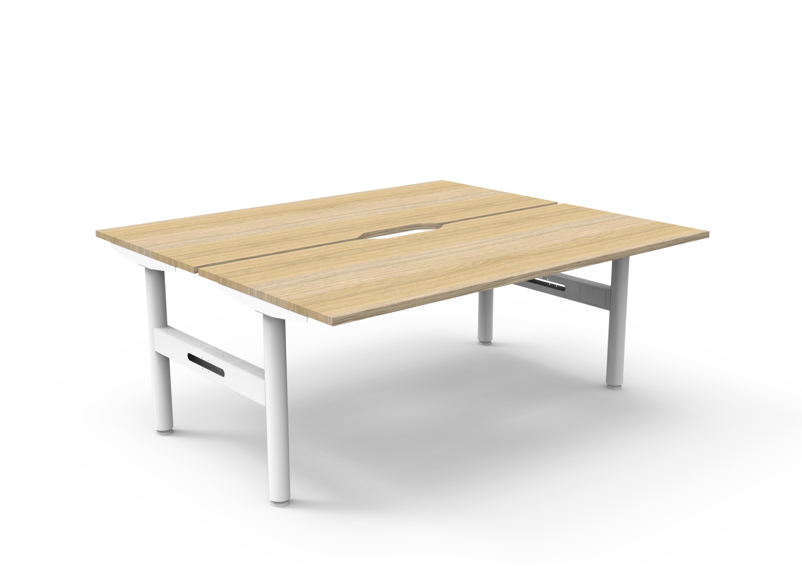 Rapidline Halo Static Back-to-Back Desk | 1800×750mm | Natural Oak Top, White Satin Frame