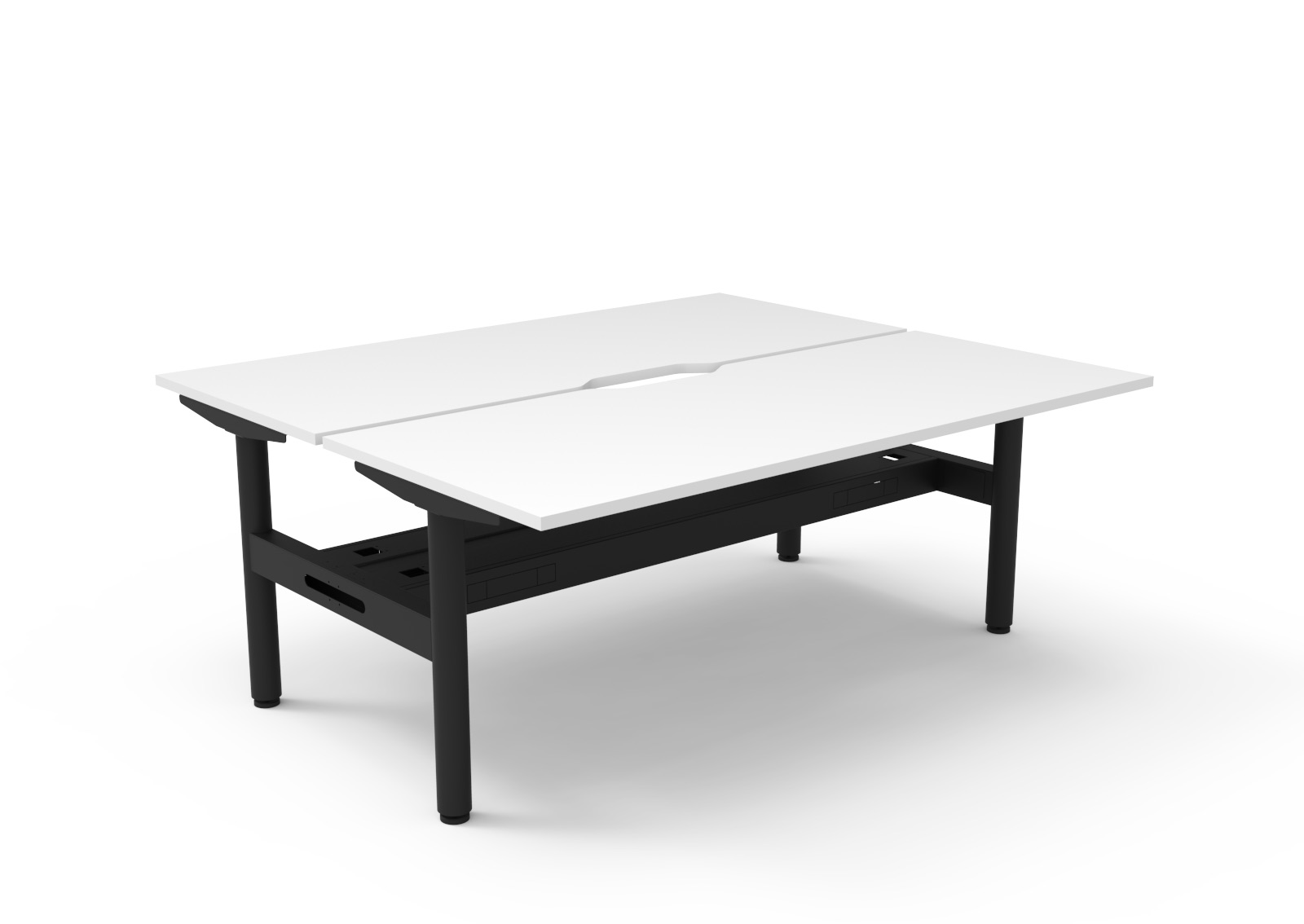 RAPIDLINE Halo Static Back-to-Back Workstation – 1800 x 750mm, Natural White Top, Black Satin Frame, Cable Tray