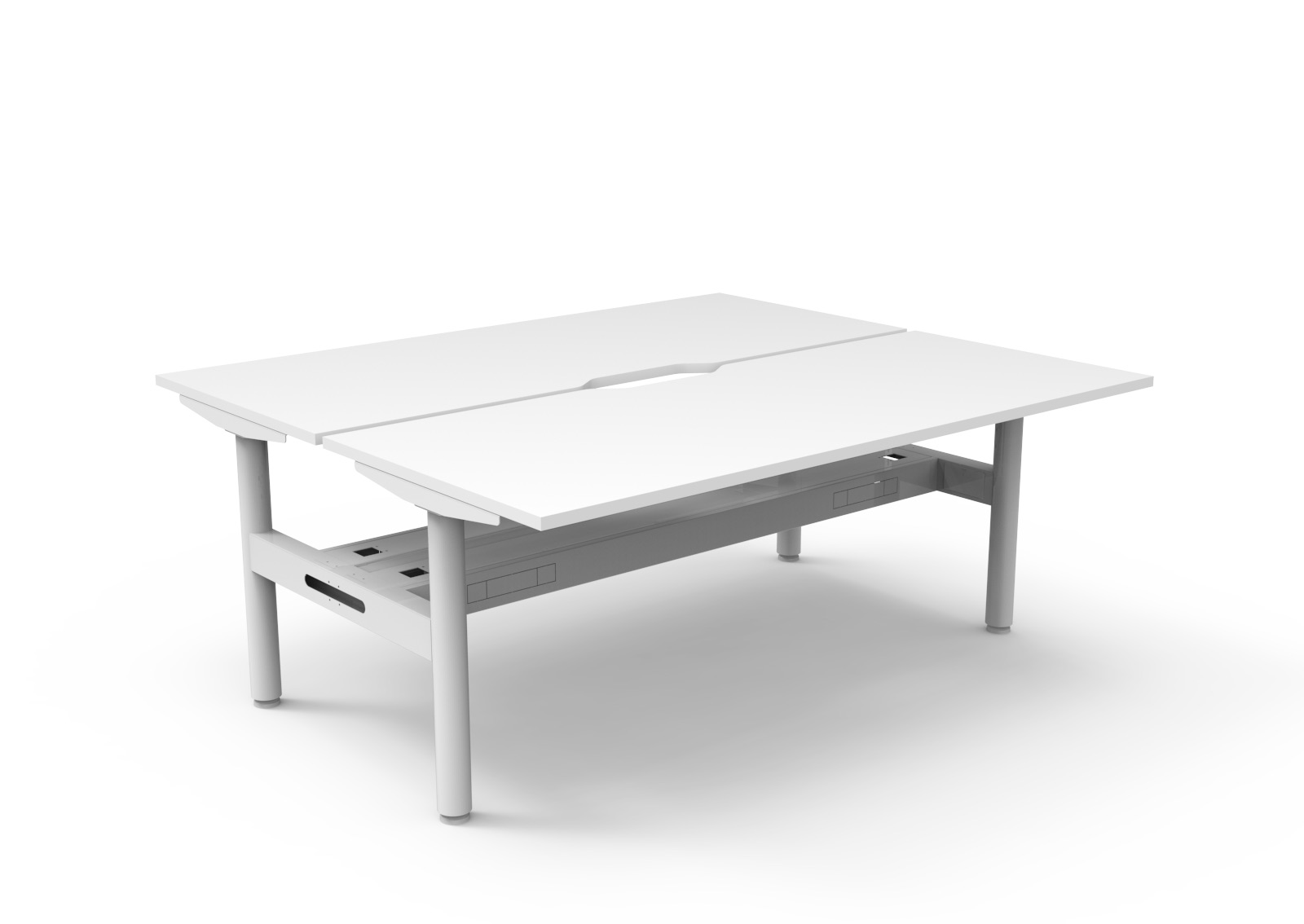 RAPIDLINE Halo Static Back-to-Back Workstation – 1800 x 750mm, Natural White Top, White Satin Frame, Cable Tray