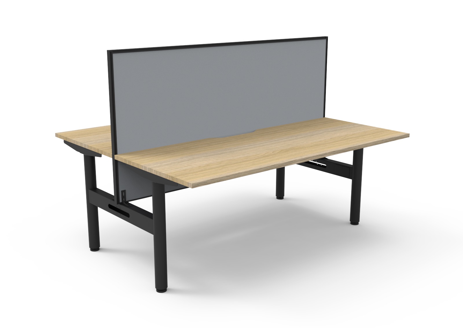 Rapidline Halo Static Back-to-Back Desk | 1800mm x 750mm | Natural Oak Top, Black Satin Frame, Grey SHUSH30 Screen