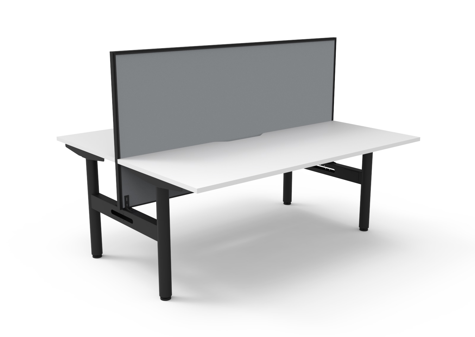 Rapidline Halo Static Back-to-Back Desk | 1800×750mm | Natural White Top, Black Frame | SHUSH30 Grey Screen