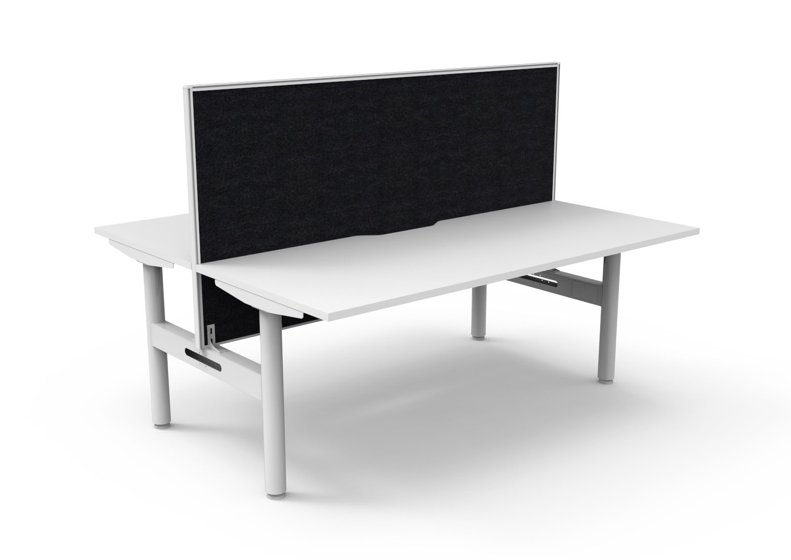 Rapidline Halo Static Back-to-Back Desk | 1800×750mm | Natural White Top, White Frame | SHUSH30 Black Screen